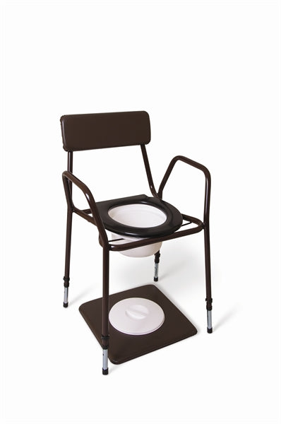 Height Adjustable Commode Chair with Arms - Toilet Aid