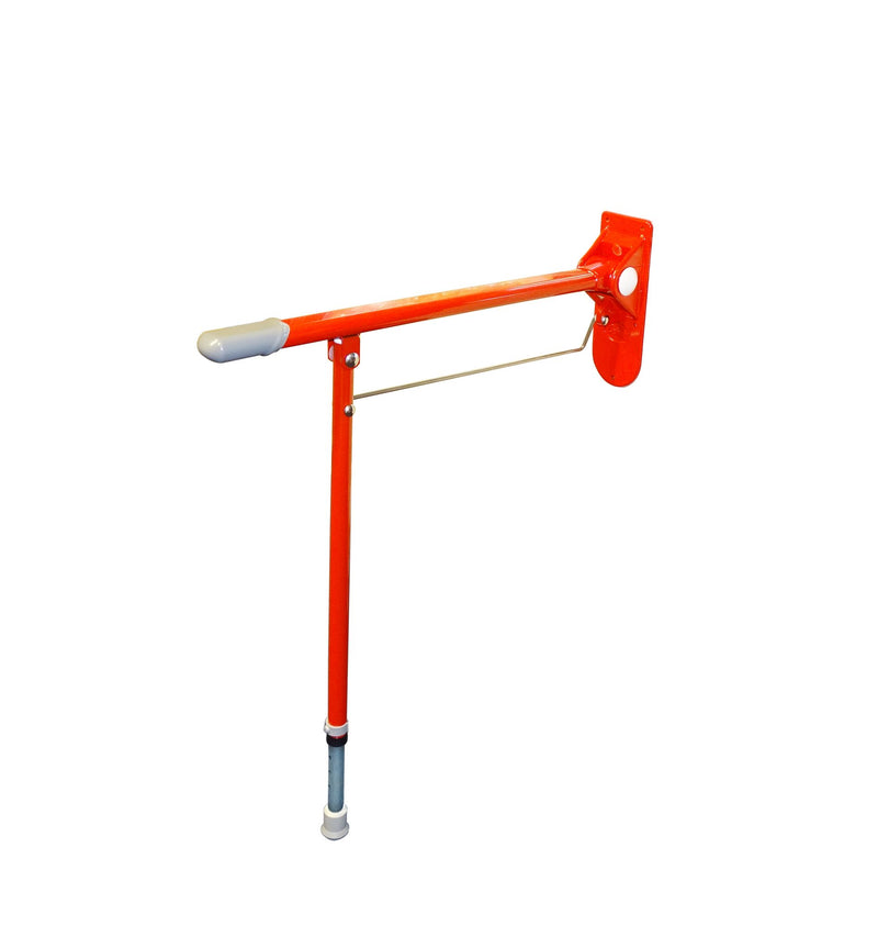 Deluxe Red Drop Down Grab Rail with Adjustable Leg