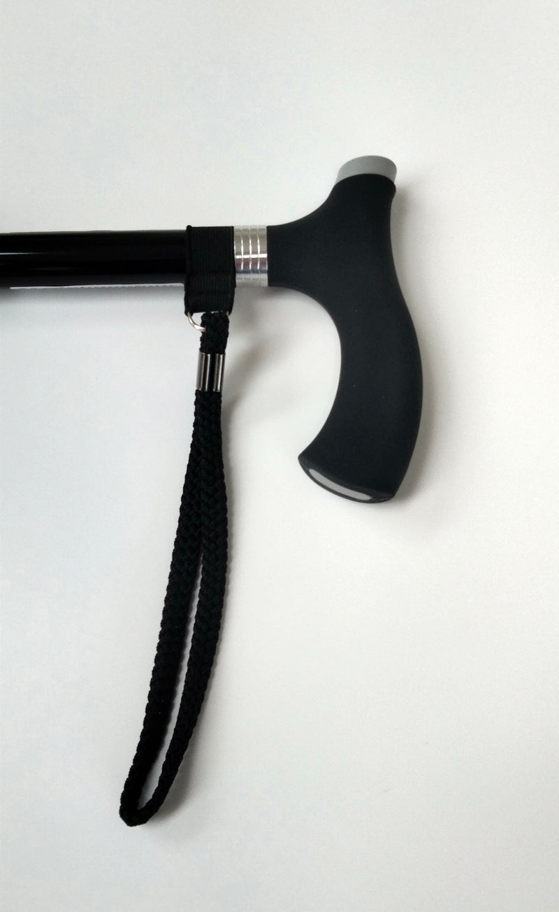 Adjustable Cane With Silicone Comfort Handle Black