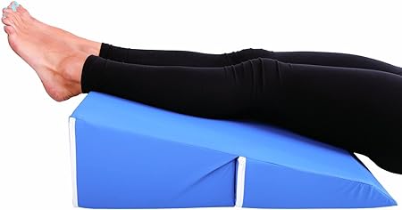 Folding Leg Raiser Cushion with Blue Cotton Cover | Bed Wedge