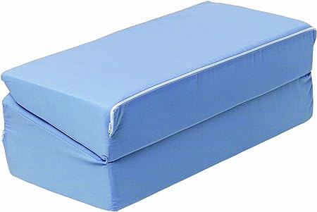 Folding Leg Raiser Cushion with Blue Cotton Cover | Bed Wedge