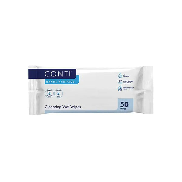 Conti Hand & Face Super Soft Cleansing Wet Wipes- 50PK