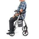 Aluminium 4-wheeled rollator with adjustable seat height