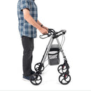 Aluminium 4-wheeled rollator with adjustable seat height