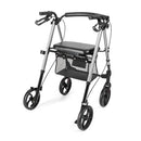 Aluminium 4-wheeled rollator with adjustable seat height