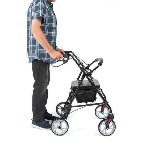 Aluminium 4-wheeled rollator Black