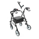 Aluminium 4-wheeled rollator Black