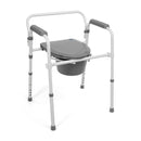 Folding commode chair with quick-release