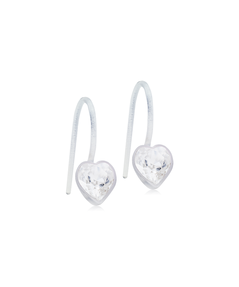 Medical Plastic Pendant Fixed Heart 6 mm, Crystal Skin Friendly Earrings Ireland