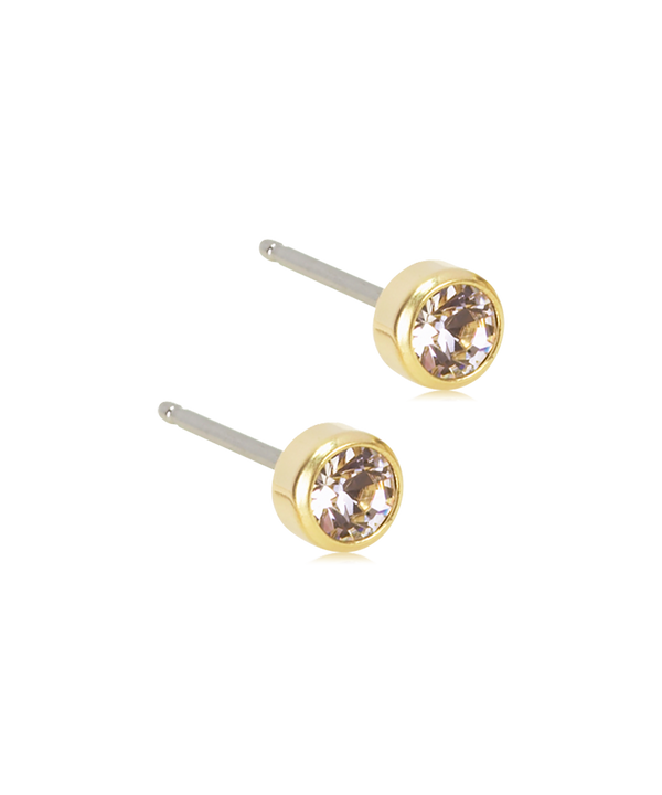 Golden Titanium - Bezel Earring 4 mm Skin Friendly Earrings Ireland