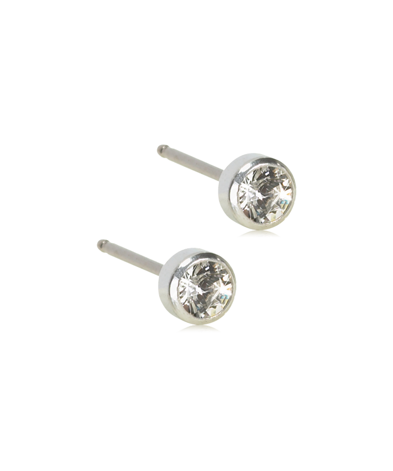 Silver Titanium - Bezel 4 mm Earring