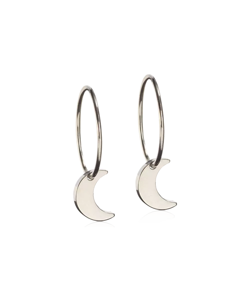 Natural Titanium Ear Ring, Pendant Moon 8 mm Skin Friendly Earrings Ireland