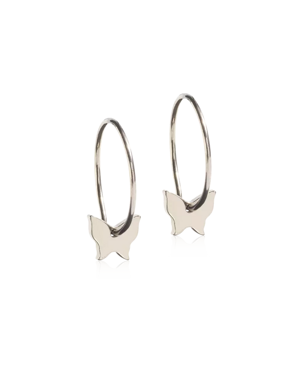 Natural Titanium Ear Ring, Pendant Butterfly 8 mm Skin Friendly Earrings Ireland