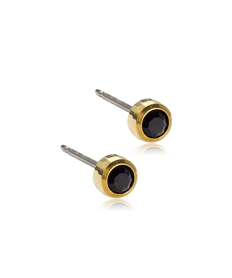 Golden Titanium - Bezel Earring 4 mm Skin Friendly Earrings Ireland