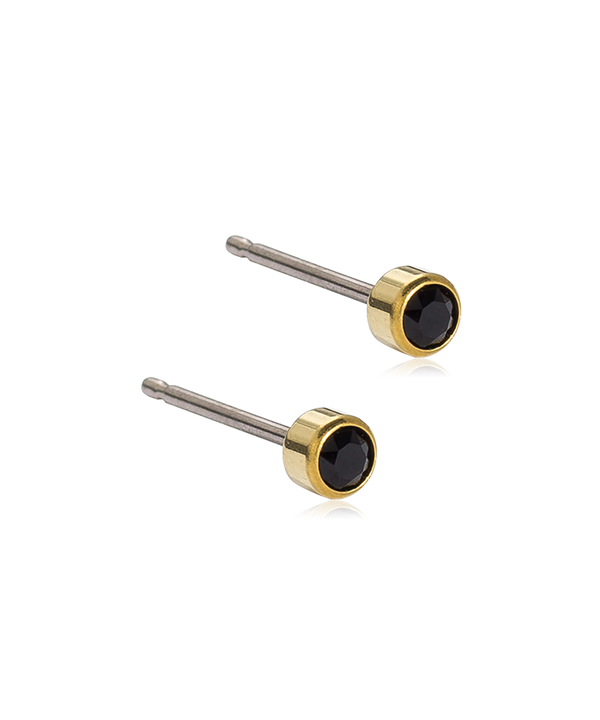 Golden Titanium - Bezel Earring 3 mm Skin Friendly Earrings Ireland