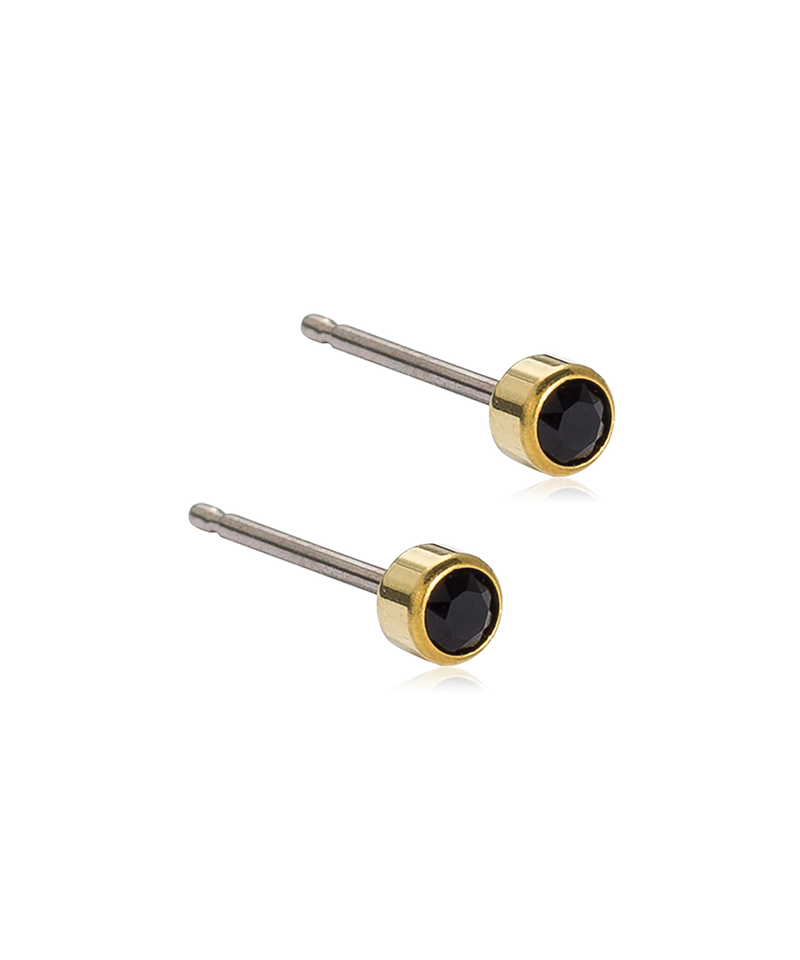 Golden Titanium - Bezel Earring 3 mm Skin Friendly Earrings Ireland