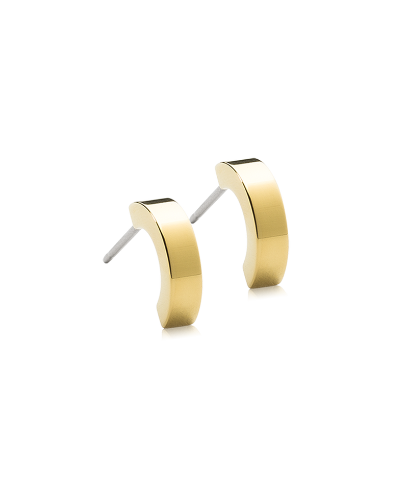 Golden Titanium - Pendant Plain Curved 10mm Earring Skin Friendly Earrings Ireland