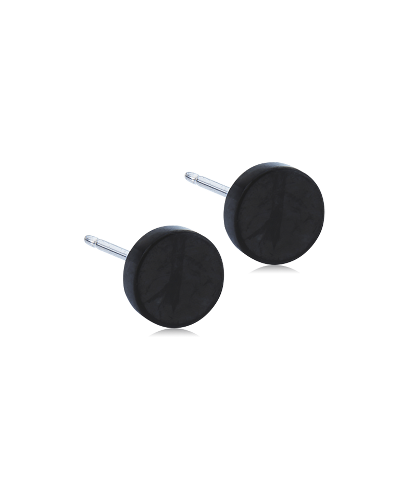 Black Titanium Puck 8mm Skin Friendly Earrings Ireland