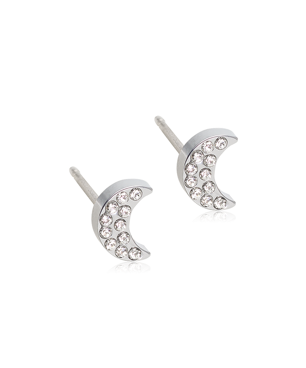 Silver Titanium - Brilliance Moon 6mm Earring