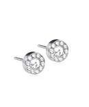 Silver Titanium -  Brilliance Halo 6mm Earring