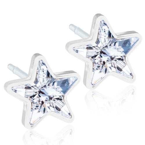 MEDICAL PLASTIC Star 6 mm, Crystal - Skin Friendly Earrings Ireland