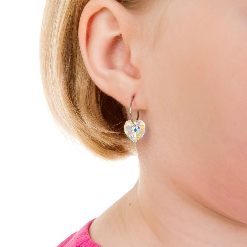 NATURAL TITANIUM Heart 14 mm, Rainbow - Skin Friendly Earrings Ireland