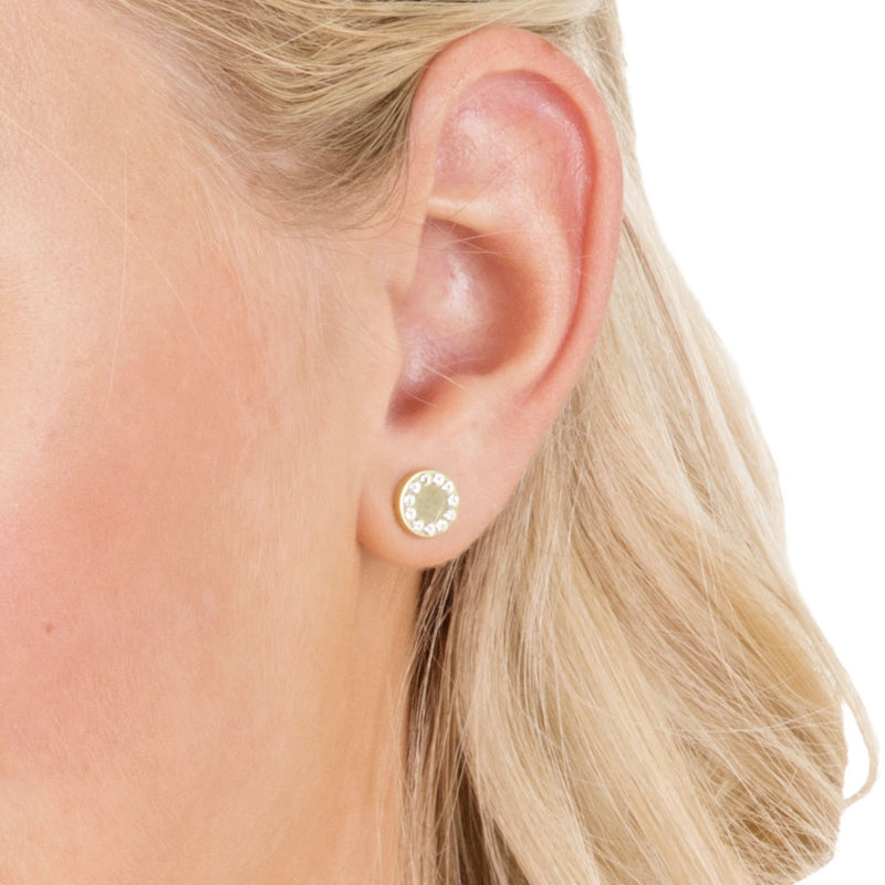 GOLDEN TITANIUM Brilliance Puck 8 mm, Crystal- Skin Friendly Earrings Ireland
