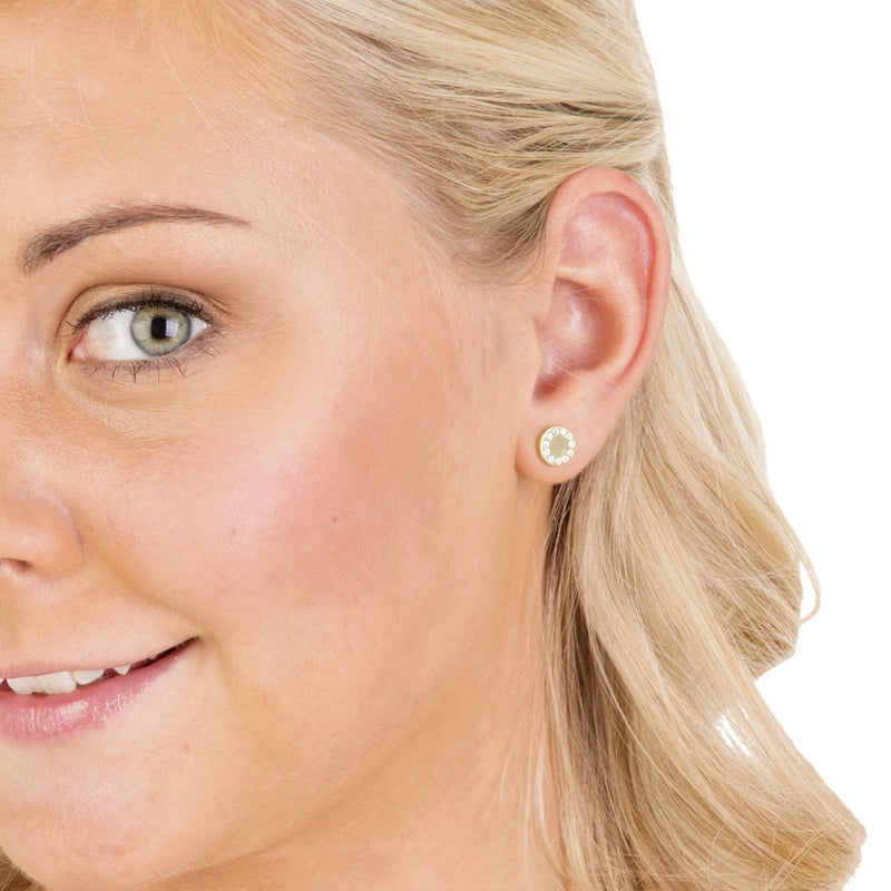 GOLDEN TITANIUM Brilliance Puck 8 mm, Crystal- Skin Friendly Earrings Ireland