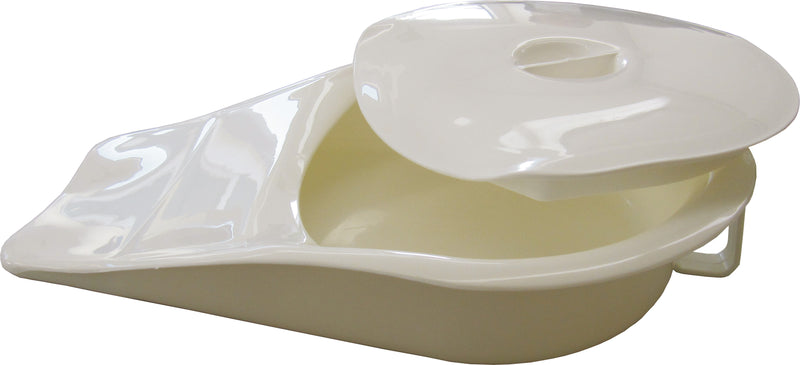 Angled Bed Pan With Lid White