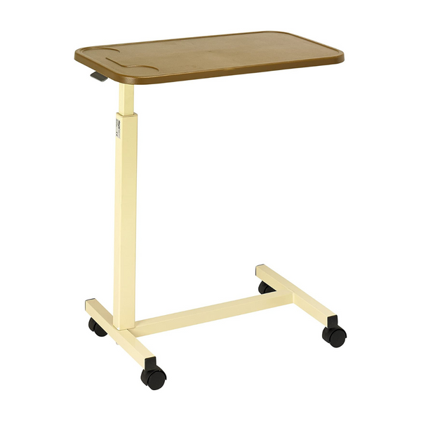 Adjustable Height Overbed Table with Plastic Top, Portable Desk with Castor Wheels, Writing Surface