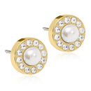 GOLDEN TITANIUM  Brilliance Halo Pearl 8 mm - Skin Friendly Earrings Ireland