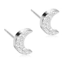 NATURAL TITANIUM Brilliance Moon 8 mm, Crystal - Skin Friendly Earrings Ireland